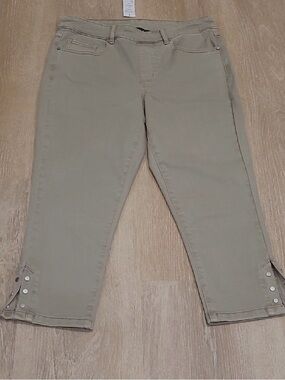 Tribal Beige Cropped Capri Jeans